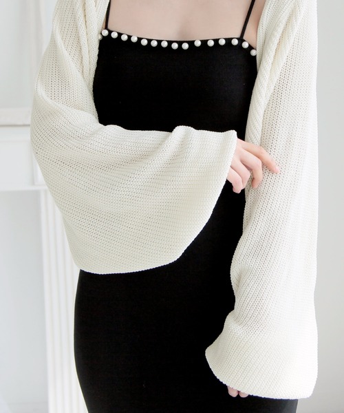 Julia Boutique（ジュリアブティック）の「ショート丈ボレロニットカーディガン/24024（カーディガン/ボレロ・レディース・ブラック/ホワイト/ピンク・ONE）」の13枚目の写真