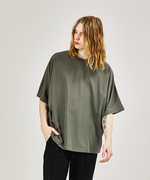 AH ABAHOUSE（エーエイチアバハウス）の「【AH ABAHOUSE】ドルマンスリーブ / ポンチ カットソー（Tシャツ/カットソー・メンズ・ホワイト/ダークグリーン/グレー/ブラック/ラベンダー・フリー）」の3枚目の写真