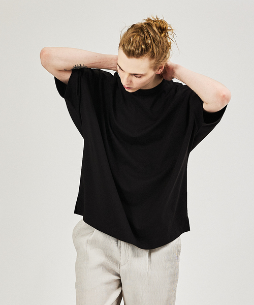 AH ABAHOUSE（エーエイチアバハウス）の「【AH ABAHOUSE】ドルマンスリーブ / ポンチ カットソー（Tシャツ/カットソー・メンズ・ホワイト/ダークグリーン/グレー/ブラック/ラベンダー・フリー）」の2枚目の写真