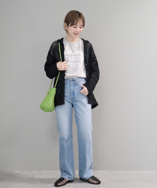 AMERICAN HOLIC(アメリカンホリック)の「透かし編みニットカーディガン(カーディガン/ボレロ・レディース・ブラック/アイボリー・FREE)」の6枚目の写真