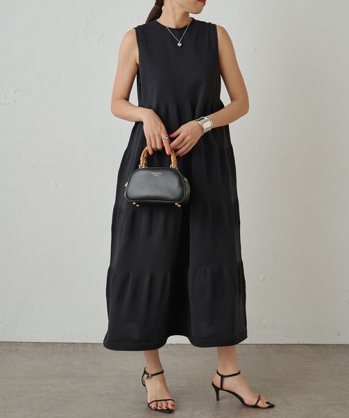 新品 Loungedress ラウンジドレス ニットビスチェ キャミソール 黒 セール】ZIP付ニットビスチェ／ zip knit bustier ノースリーブ