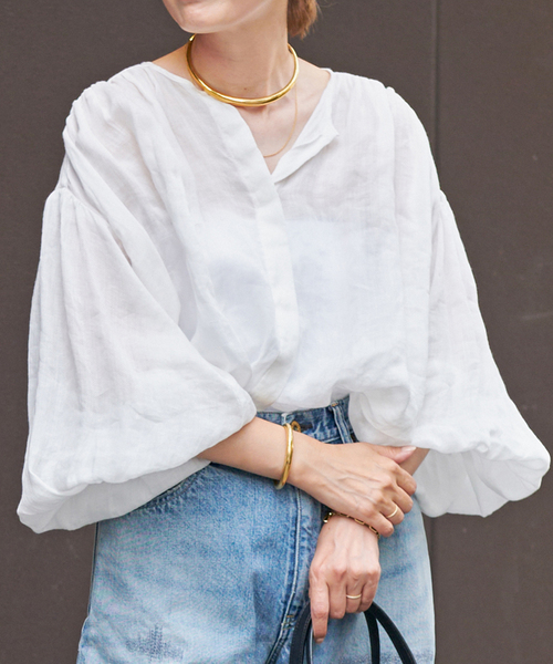 Deuxieme Classe(ドゥーズィエムクラス)の「enormous ブラウス(シャツ/ブラウス・レディース・ブラック/ホワイト・FREE)」の1枚目の写真