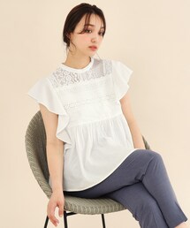 index | コットンローン袖ヒラブラウス【手洗い可】(シャツ/ブラウス)