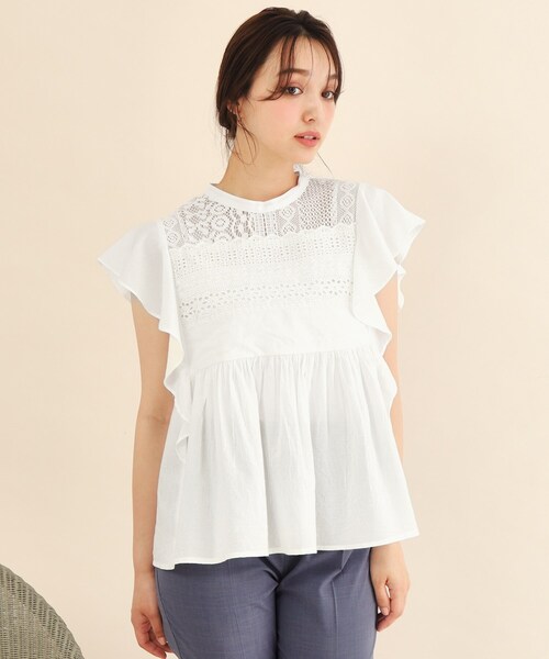 index（インデックス）の「◆コットンローン袖ヒラブラウス【手洗い可】（シャツ/ブラウス・レディース・オフホワイト/パープル/ブラウン系その他・36/38）」の20枚目の写真