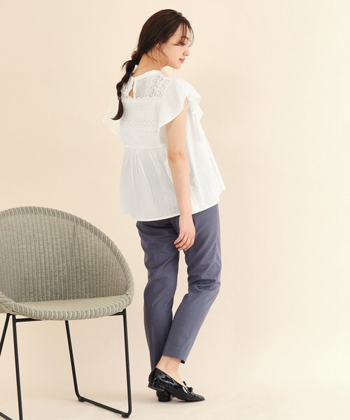 index（インデックス）の「◆コットンローン袖ヒラブラウス【手洗い可】（シャツ/ブラウス・レディース・オフホワイト/パープル/ブラウン系その他・36/38）」の22枚目の写真