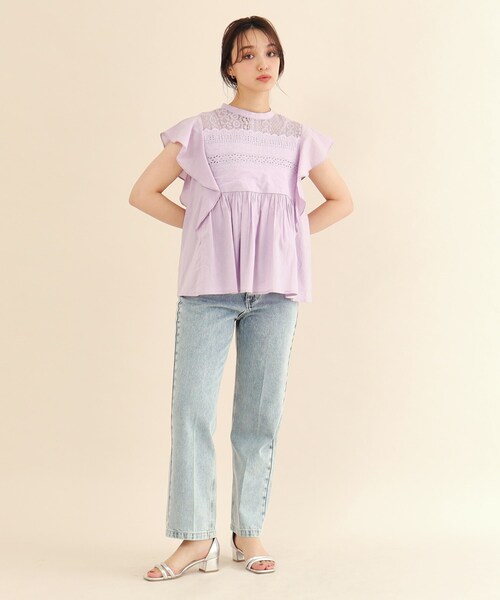 index（インデックス）の「◆コットンローン袖ヒラブラウス【手洗い可】（シャツ/ブラウス・レディース・オフホワイト/パープル/ブラウン系その他・36/38）」の16枚目の写真