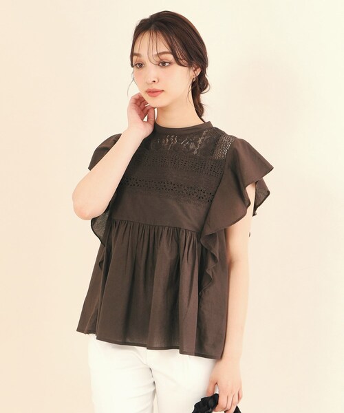 index（インデックス）の「◆コットンローン袖ヒラブラウス【手洗い可】（シャツ/ブラウス・レディース・オフホワイト/パープル/ブラウン系その他・36/38）」の19枚目の写真