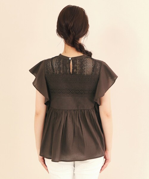 index（インデックス）の「◆コットンローン袖ヒラブラウス【手洗い可】（シャツ/ブラウス・レディース・オフホワイト/パープル/ブラウン系その他・36/38）」の13枚目の写真