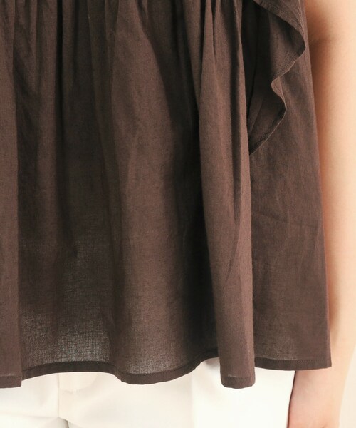 index（インデックス）の「◆コットンローン袖ヒラブラウス【手洗い可】（シャツ/ブラウス・レディース・オフホワイト/パープル/ブラウン系その他・36/38）」の7枚目の写真