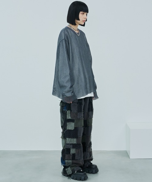 AIVER(アイバー)の「AIVER ワイドスリーブカットオフTCメッシュロンTEE(Tシャツ/カットソー・メンズ・ダークグレー/スモーキーグリーン系/ブラック・SMALL/LARGE/MEDIUM)」の19枚目の写真