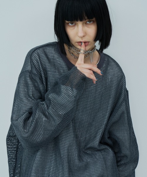 AIVER(アイバー)の「AIVER ワイドスリーブカットオフTCメッシュロンTEE(Tシャツ/カットソー・メンズ・ダークグレー/スモーキーグリーン系/ブラック・SMALL/LARGE/MEDIUM)」の15枚目の写真