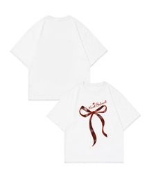 【HOOK】for girls リボンパッチワーク刺繍半袖TEE (SS)