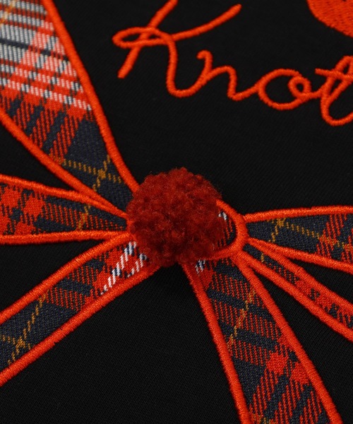 HOOK（フック）の「【HOOK】for girls リボンパッチワーク刺繍半袖TEE (SS)（Tシャツ/カットソー・レディース・ブラック/ホワイト・S/M/L）」の6枚目の写真