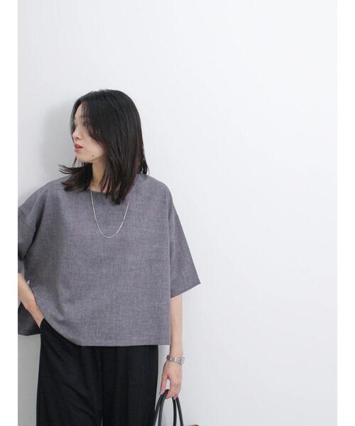 Samansa Mos2 blue（サマンサモスモスブルー）の「◎リネンライクジップスリットブラウス（シャツ/ブラウス・レディース・グレー/ブラック/ライトベージュ・F）」の5枚目の写真