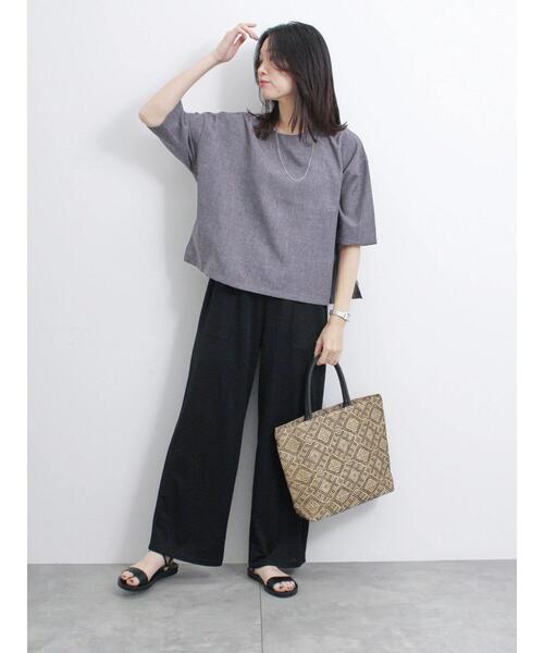 Samansa Mos2 blue（サマンサモスモスブルー）の「◎リネンライクジップスリットブラウス（シャツ/ブラウス・レディース・グレー/ブラック/ライトベージュ・F）」の9枚目の写真