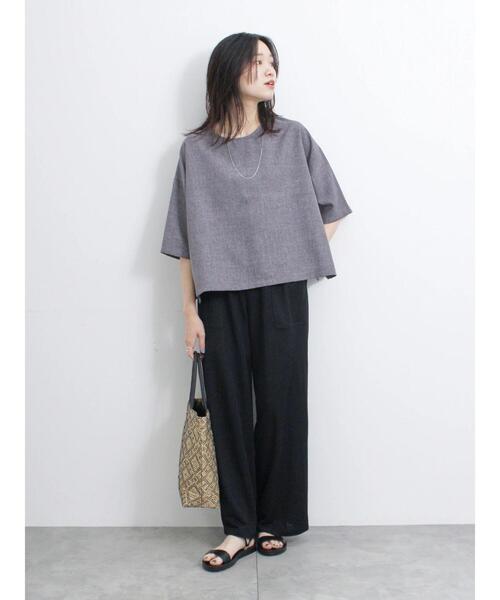 Samansa Mos2 blue（サマンサモスモスブルー）の「◎リネンライクジップスリットブラウス（シャツ/ブラウス・レディース・グレー/ブラック/ライトベージュ・F）」の10枚目の写真