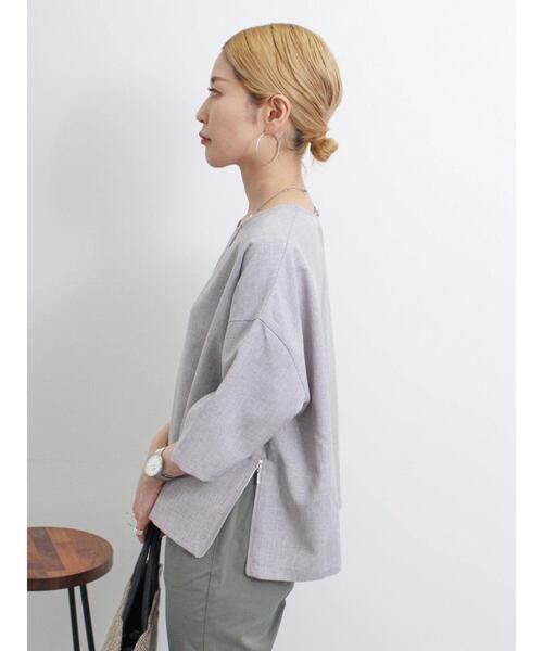 Samansa Mos2 blue（サマンサモスモスブルー）の「◎リネンライクジップスリットブラウス（シャツ/ブラウス・レディース・グレー/ブラック/ライトベージュ・F）」の20枚目の写真