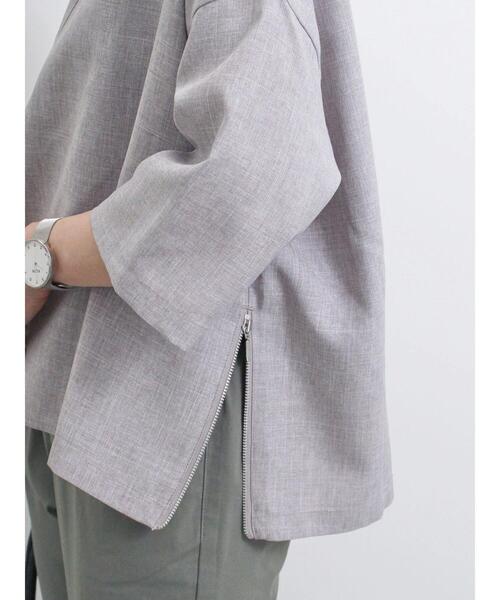 Samansa Mos2 blue（サマンサモスモスブルー）の「◎リネンライクジップスリットブラウス（シャツ/ブラウス・レディース・グレー/ブラック/ライトベージュ・F）」の22枚目の写真
