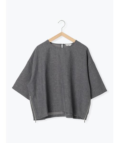 Samansa Mos2 blue（サマンサモスモスブルー）の「◎リネンライクジップスリットブラウス（シャツ/ブラウス・レディース・グレー/ブラック/ライトベージュ・F）」の18枚目の写真