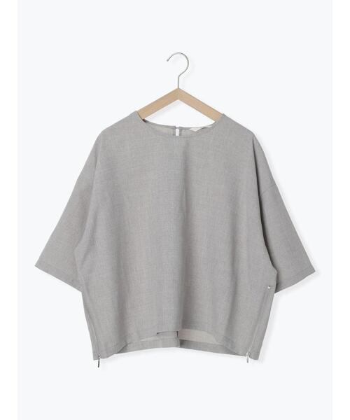 Samansa Mos2 blue（サマンサモスモスブルー）の「◎リネンライクジップスリットブラウス（シャツ/ブラウス・レディース・グレー/ブラック/ライトベージュ・F）」の12枚目の写真