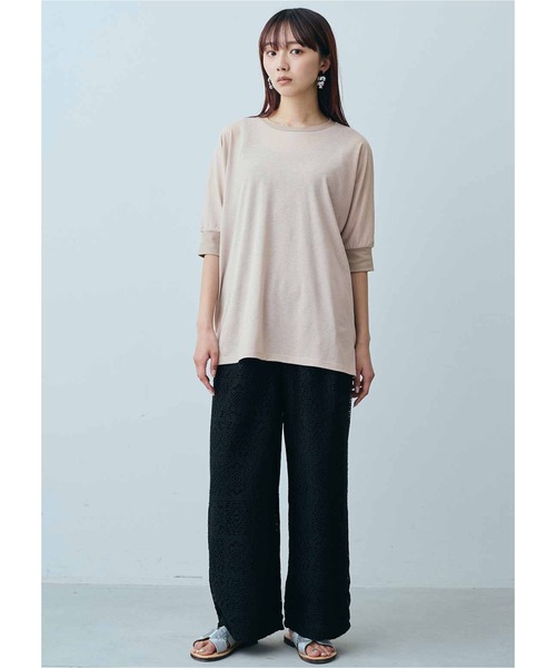 MEDE19F（メデジュウキュウ）の「ＭＥＤＥ１９Ｆ　接触冷感梨地トップス（Tシャツ/カットソー・レディース・ブラック/ベージュ/グレー・LARGE/MEDIUM/X-LARGE/XX-LARGE）」の12枚目の写真