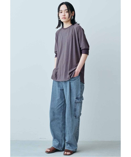 MEDE19F（メデジュウキュウ）の「ＭＥＤＥ１９Ｆ　接触冷感梨地トップス（Tシャツ/カットソー・レディース・ブラック/ベージュ/グレー・LARGE/MEDIUM/X-LARGE/XX-LARGE）」の15枚目の写真
