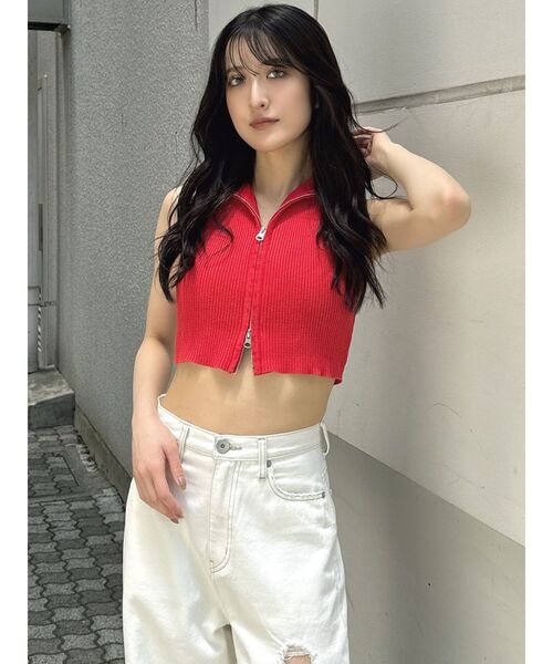 GYDA(ジェイダ)の「ブリーチWファスナーノースリトップス(タンクトップ・レディース・レッド/ネイビー/オフホワイト/ブラック・FREE)」の17枚目の写真
