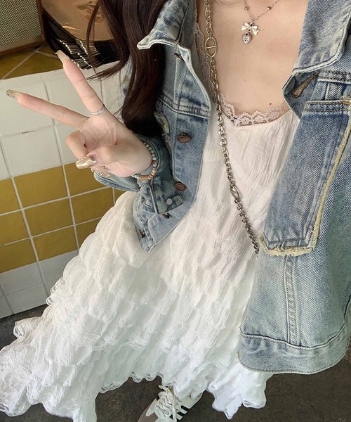 NANEA(ナネア)の「ティアードフリルキャミワンピース(ワンピース・レディース・ホワイト/ブラック・SMALL/MEDIUM/LARGE)」の18枚目の写真