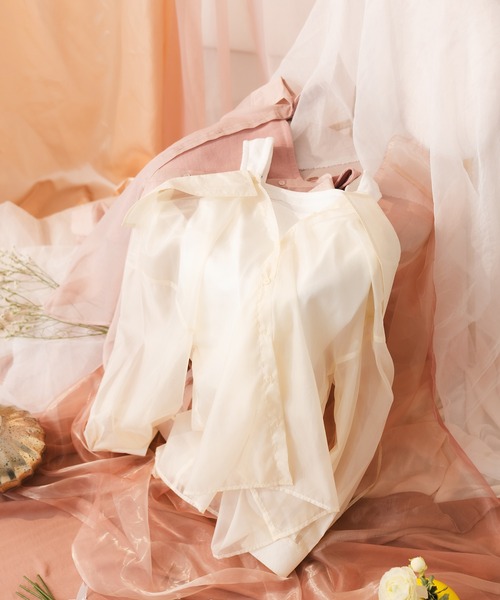 fupel（フぺル）の「【SET】sheer shirt with ribbed tank top /シアーシャツ×リブタンクトップセット（アンサンブル・レディース・ピンク/アイボリー・FREE）」の20枚目の写真