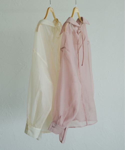 fupel（フぺル）の「【SET】sheer shirt with ribbed tank top /シアーシャツ×リブタンクトップセット（アンサンブル・レディース・ピンク/アイボリー・FREE）」の22枚目の写真