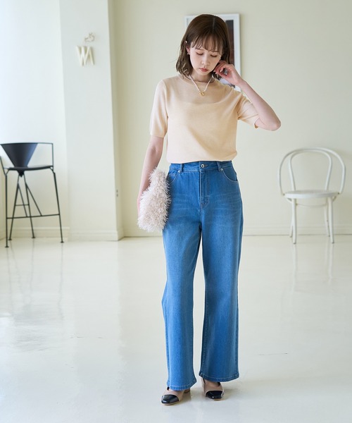 ROPE' PICNIC（ロペピクニック）の「スパークナイロンハーフスリーブニットプルオーバー（ニット/セーター・レディース・その他2/ベージュ・38）」の4枚目の写真