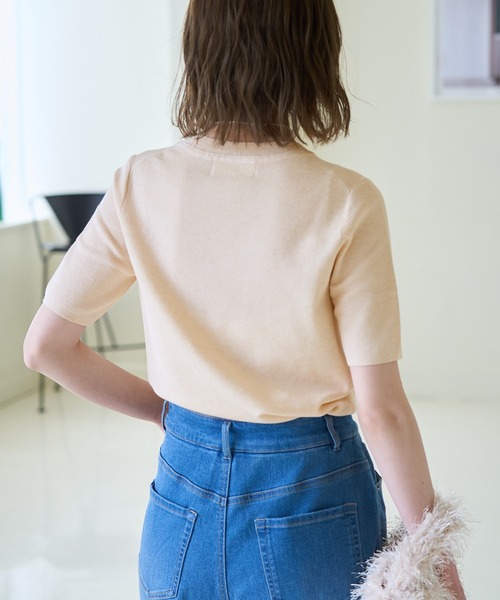 ROPE' PICNIC（ロペピクニック）の「スパークナイロンハーフスリーブニットプルオーバー（ニット/セーター・レディース・その他2/ベージュ・38）」の6枚目の写真