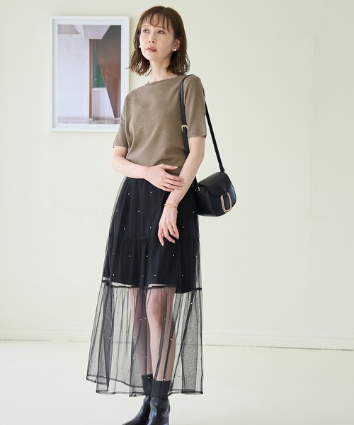 ROPE' PICNIC（ロペピクニック）の「スパークナイロンハーフスリーブニットプルオーバー（ニット/セーター・レディース・その他2/ベージュ・38）」の7枚目の写真