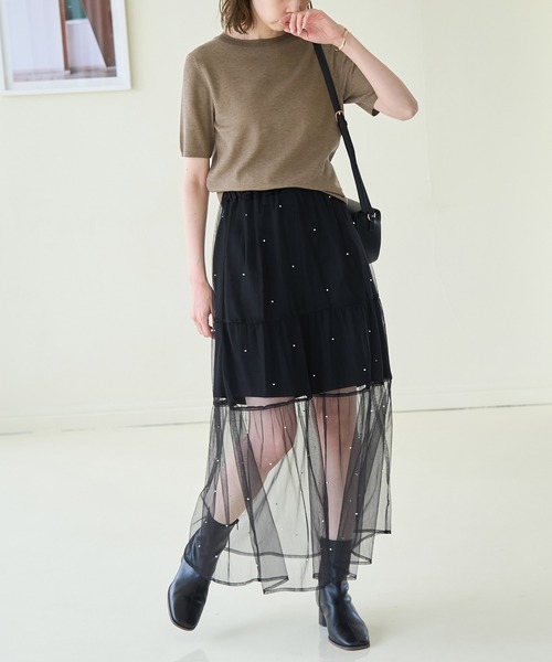 ROPE' PICNIC（ロペピクニック）の「スパークナイロンハーフスリーブニットプルオーバー（ニット/セーター・レディース・その他2/ベージュ・38）」の8枚目の写真