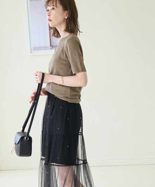 ROPE' PICNIC（ロペピクニック）の「スパークナイロンハーフスリーブニットプルオーバー（ニット/セーター・レディース・その他2/ベージュ・38）」の10枚目の写真