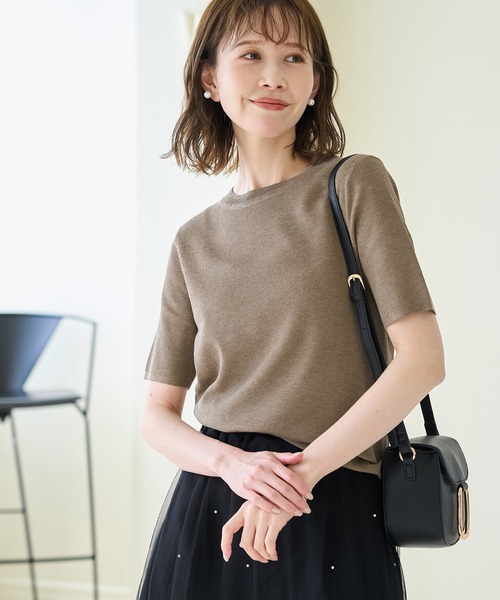 ROPE' PICNIC（ロペピクニック）の「スパークナイロンハーフスリーブニットプルオーバー（ニット/セーター・レディース・その他2/ベージュ・38）」の12枚目の写真