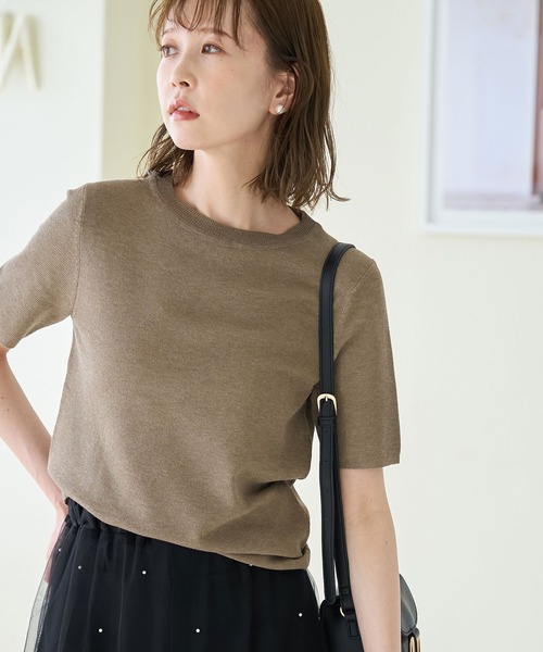 ROPE' PICNIC（ロペピクニック）の「スパークナイロンハーフスリーブニットプルオーバー（ニット/セーター・レディース・その他2/ベージュ・38）」の13枚目の写真