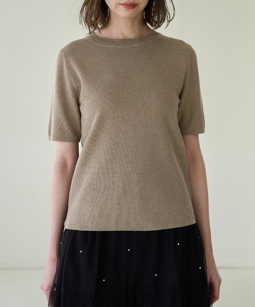 ROPE' PICNIC（ロペピクニック）の「スパークナイロンハーフスリーブニットプルオーバー（ニット/セーター・レディース・その他2/ベージュ・38）」の14枚目の写真