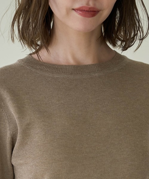 極美品 アキラナカ ラウンド パネルスリーブ ニット プルオーバー セール】スパークナイロンハーフスリーブニットプルオーバー（ニット