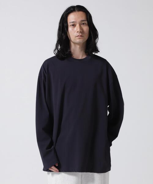 ATON FRESCA 長袖カットソー ネイビー 02 ATON (エイトン)FRESCA PLATE | OVERSIZED L/S T-SHIRT（Tシャツ