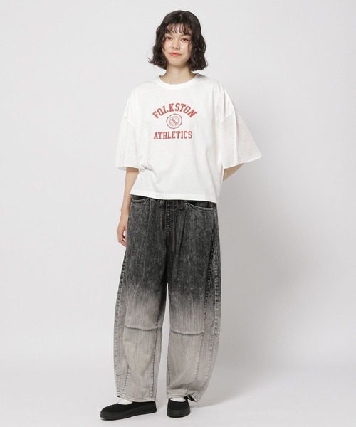 niko and...(ニコアンド)の「袖フレアメッシュプリントTシャツ(Tシャツ/カットソー・レディース・チャコール/ブラック/オフホワイト/イエロー・LARGE/MEDIUM)」の22枚目の写真