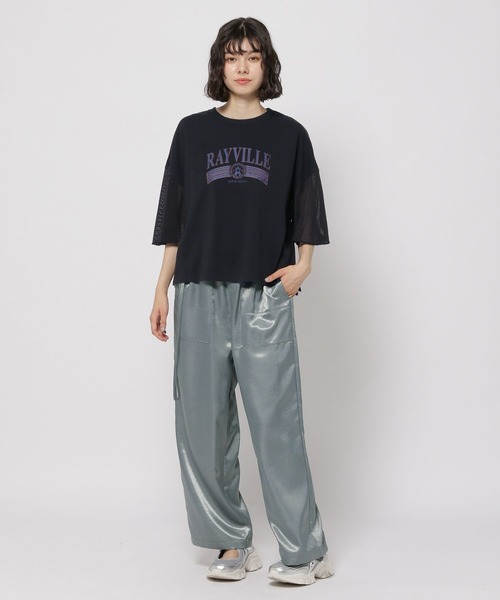 niko and...(ニコアンド)の「袖フレアメッシュプリントTシャツ(Tシャツ/カットソー・レディース・チャコール/ブラック/オフホワイト/イエロー・LARGE/MEDIUM)」の7枚目の写真