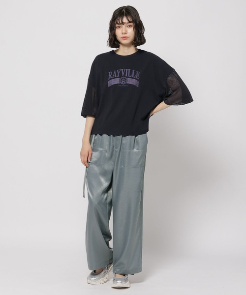 niko and...(ニコアンド)の「袖フレアメッシュプリントTシャツ(Tシャツ/カットソー・レディース・チャコール/ブラック/オフホワイト/イエロー・LARGE/MEDIUM)」の8枚目の写真