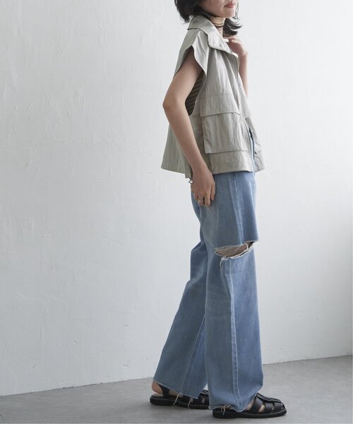 VENCEEXCHANGE（ヴァンスエクスチェンジ）の「パールタフタスタンドベスト（ノーカラージャケット・レディース・チャコール/ブラック/グレー/オフホワイト・FREE）」の7枚目の写真