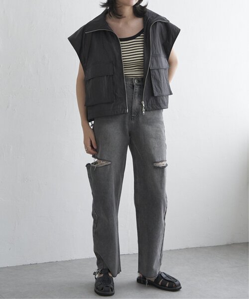 VENCEEXCHANGE（ヴァンスエクスチェンジ）の「パールタフタスタンドベスト（ノーカラージャケット・レディース・チャコール/ブラック/グレー/オフホワイト・FREE）」の19枚目の写真