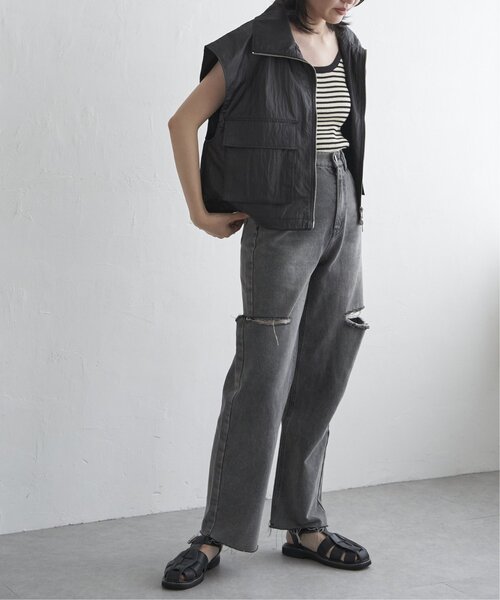 VENCEEXCHANGE（ヴァンスエクスチェンジ）の「パールタフタスタンドベスト（ノーカラージャケット・レディース・チャコール/ブラック/グレー/オフホワイト・FREE）」の20枚目の写真