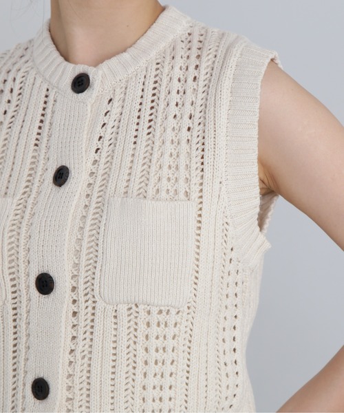 N.（N. Natural Beauty Basic）（エヌエヌナチュラルビューティーベーシック）の「◆クルーネックポケットニットベスト（ベスト・レディース・イエロー/オレンジ/オフホワイト・MEDIUM）」の15枚目の写真