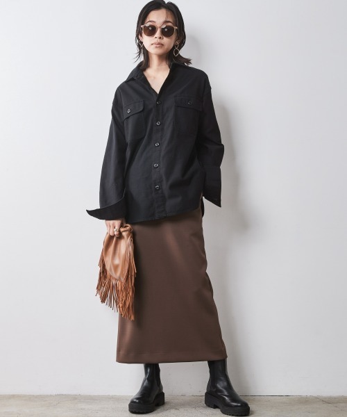 CHIC STYLE（シックスタイル）の「 ダブルジャージタイトロングスカート ＜大きいサイズ有＞シックスタイル　（スカート・レディース・モカ/アイボリー/ブラック・M/L/LL/3L/4L/5L）」の5枚目の写真