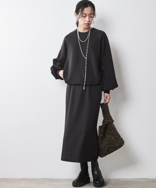 CHIC STYLE（シックスタイル）の「 ダブルジャージタイトロングスカート ＜大きいサイズ有＞シックスタイル　（スカート・レディース・モカ/アイボリー/ブラック・M/L/LL/3L/4L/5L）」の22枚目の写真