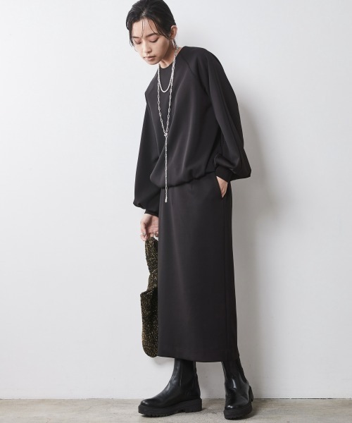 CHIC STYLE（シックスタイル）の「 ダブルジャージタイトロングスカート ＜大きいサイズ有＞シックスタイル　（スカート・レディース・モカ/アイボリー/ブラック・M/L/LL/3L/4L/5L）」の21枚目の写真